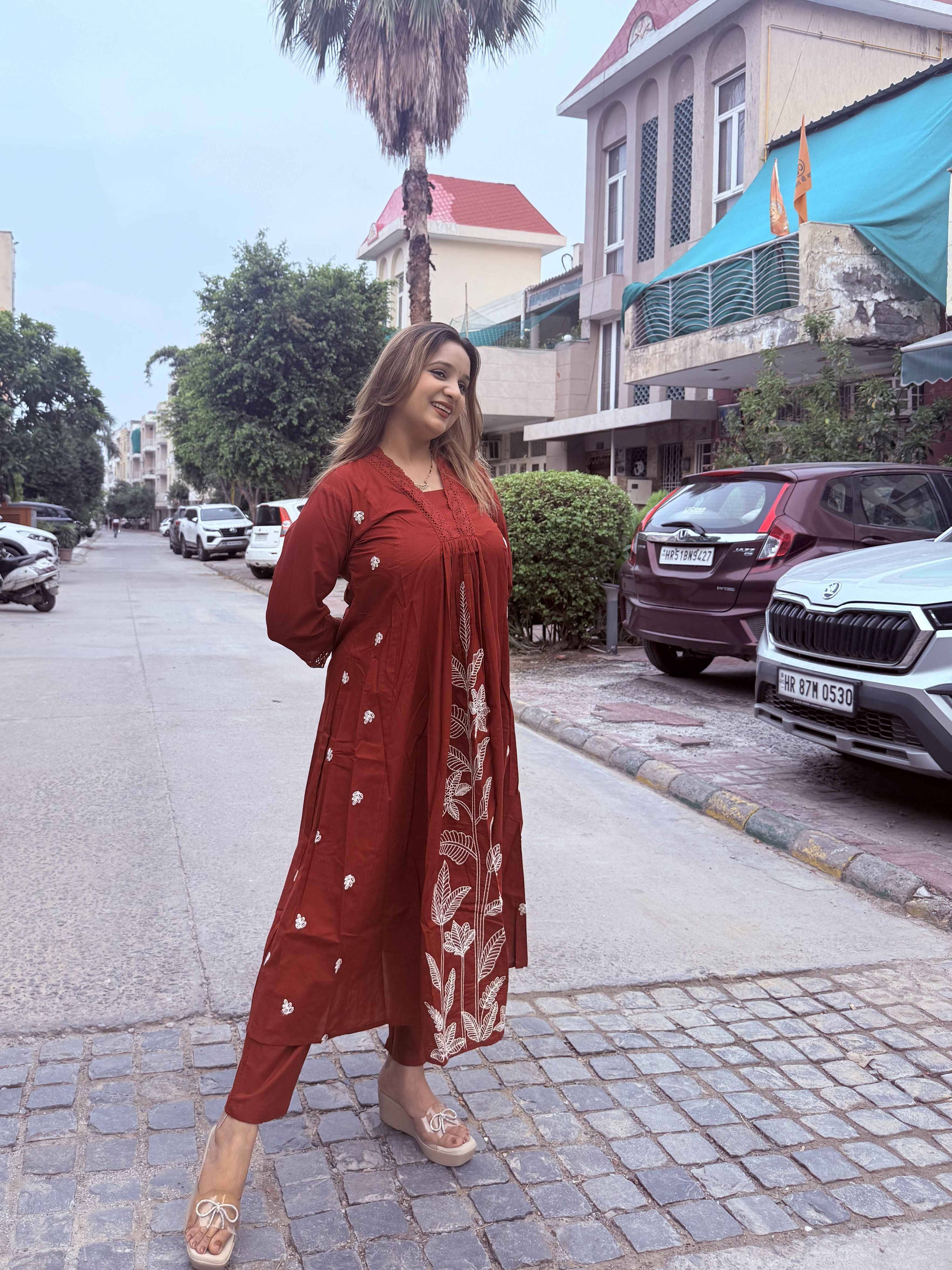 Embroidered Cotton Kurta Set